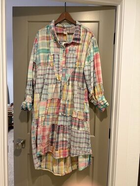 Magnolia Pearl Madras Plaid Button-Front Dress